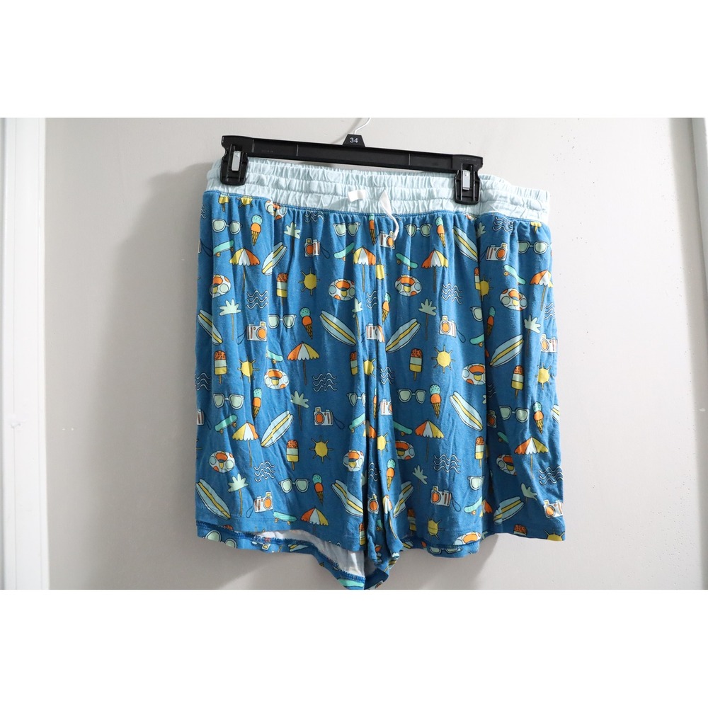 Little Sleepies XXL Blue Beach Print Bamboo Viscose‎ Pajama Shorts Loungewear